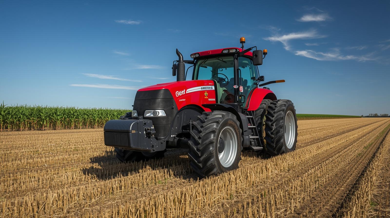 Large farm tractor in a field heavy diesel